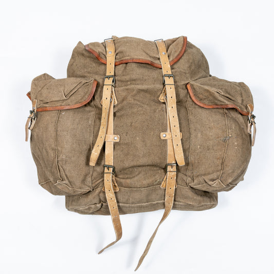 French Canvas and Leather Lafuma Rucksack- 1950's era