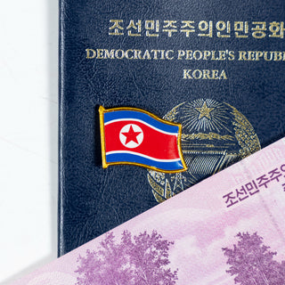 North Korean Enamel Tourist Flag Pins